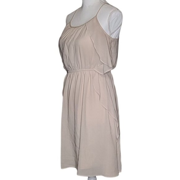Beautiful Flirty Beige Summer Dress Women's Knee Length Fun - Picture 8 of 10